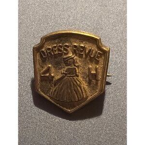 VTG 1950s 4-H Dress Revue Pin By Simplicity Pattern Co. Gold-Tone Shield Design